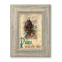 6 1/2" x 8 1/2" Grey Weathered Frame with St. Francis - Home Blessing Artwork on Wood Plaque