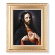 10 1/4" x 12 1/4" Satin Gold Frame with an 8" x 10" Sacred Heart of Jesus Print