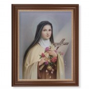 13 1/2" x 16 9/16" Walnut Finished Frame with 11" x 14" Saint Therese Textured Art