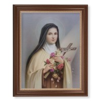 13 1/2" x 16 9/16" Walnut Finished Frame with 11" x 14" Saint Therese Textured Art