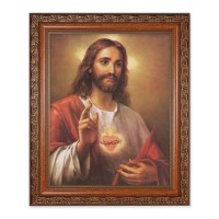 10" x 12" Ornate Wood Frame with an 8" x 10" La Fuente: The Sacred Heart of Jesus Print