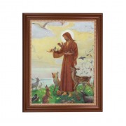 13 1/2" x 16 9/16" Walnut Finished Frame with 11" x 14" Saint Francis Textured Art