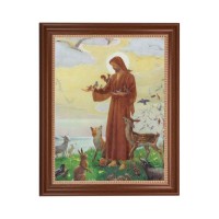 13 1/2" x 16 9/16" Walnut Finished Frame with 11" x 14" Saint Francis Textured Art