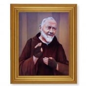 10" x 12" Gold Leaf Finish Beveled Frame with 8" x 10" St. Pio Textured Art