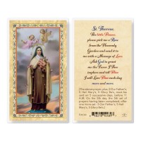 25pk - Saint Theresa - Pick Me A Rose Gold Stamped Laminated Holy Card  Pk 25