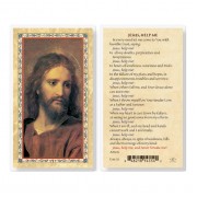25pk - Jesus Help Me - Head Of Christ  Gold Stamped Laminated Holy Card  Pk 25