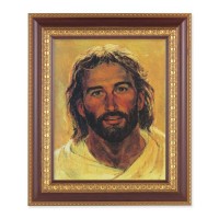 11 1/2" x 13 1/2" Cherry Frame with Gold Trim with an 8" x 10" Hook: Head of Christ Print