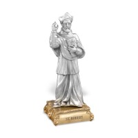 4 1/2" Pewter Saint Robert Statue Gift Boxed