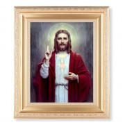 10 1/4" x 12 1/4" Satin Gold Frame with an 8" x 10" Sacred Heart of Jesus Print