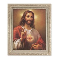 10" x 12" Ornate Silver Frame with a LaFuente: The Sacred Heart of Jesus Print