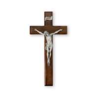 11" Walnut Cross with Fine Pewter Corpus