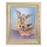 8.25" x 10.25" Silver Ornate Frame with a 6" x 8" Saint Michael Print