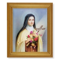 10" x 12" Gold Leaf Finish Beveled Frame with 8" x 10" St. Therese Textured Art