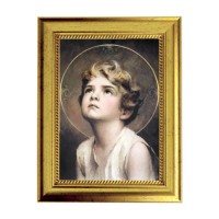 6 3/4" X 8 3/4" Gold Leaf Finish Frame with 5" X 7" Chambers: Divine Innocence Textured Art