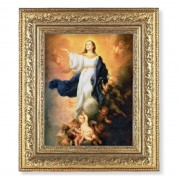 12 1/2" x 14 1/2" Ornate Gold Leaf Antique Frame with 8" x 10" Immaculate Conception Print
