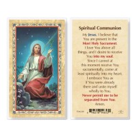 25pk - Spiritual Communion Gold Stamped Laminated Holy Card  Pk 25