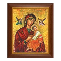 10 1/2" x 12 1/2" Walnut Finish Beveled Frame with 8" x 10" Our Lady of Passion Textured Art