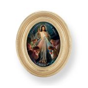 3 1/2" x 4 1/2" Gold Oval Frame with a Jesus King Mercy Print