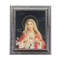 10 1/2" x 12 1/2" Grey Oak Finish Frame with an 8" x 10" Immaculate Heart of Mary Print