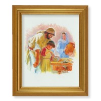 10" x 12" Gold Leaf Finish Beveled Frame with 8" x 10" Jesus the Carpenter Textured Art