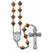 Genuine Walnut Wood Shaped Bead Rosary