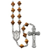 Genuine Walnut Wood Shaped Bead Rosary