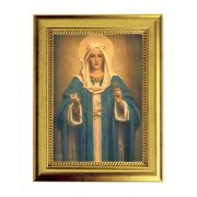 6 3/4" X 8 3/4" Gold Leaf Finish Frame with 5" X 7" Our Lady Of The Rosary Textured Art