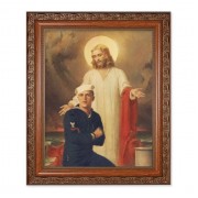 10" x 12" Ornate Wood Frame with an 8" x 10" Chambers: Jesus with Sailor Print