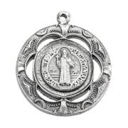 1 1/8" St. Benedict Jubilee Pierced Medal in Antiqued Silver Finish