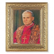 12 1/2" x 14 1/2" Ornate Gold Leaf Antique Frame with 8" x 10" Pope John Paul II Print