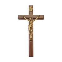 15" Walnut Cross with Gold Tone Corpus