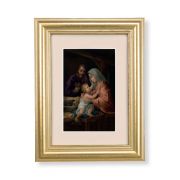 5 1/4" x 6 3/4" Gold Leaf Frame-Cream Matte with a 2 1/2" x 3 3/4" Holy Family Print
