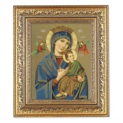 12 1/2" x 14 1/2" Ornate Gold Leaf Antique Frame with 8" x 10" Our Lady of Perpetual Help Print