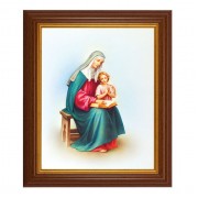 10 1/2" x 12 1/2" Walnut Finish Beveled Frame with 8" x 10" St. Anne Textured Art
