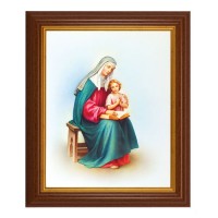 10 1/2" x 12 1/2" Walnut Finish Beveled Frame with 8" x 10" St. Anne Textured Art