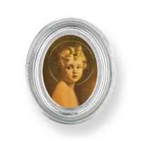 3 1/2" x 4 1/2" Silver Oval Frame with a Chambers: Light of the World Print