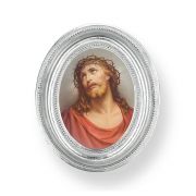 3 1/2" x 4 1/2" Silver Oval Frame with a Christ in Agony Print