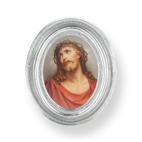 3 1/2" x 4 1/2" Silver Oval Frame with a Christ in Agony Print