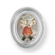 3 1/2" x 4 1/2" Silver Oval Frame with a Infant of Prague Print
