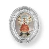 3 1/2" x 4 1/2" Silver Oval Frame with a Infant of Prague Print