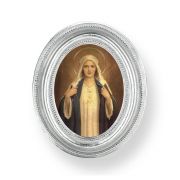 3 1/2" x 4 1/2" Silver Oval Frame with an Chambers: Immaculate Heart of Mary Print