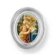 3 1/2" x 4 1/2" Silver Oval Frame with an Madonna and Child Print