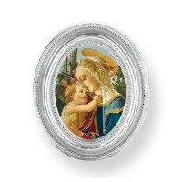 3 1/2" x 4 1/2" Silver Oval Frame with an Madonna and Child Print