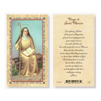 25pk - Saint Monica Prayer - Biography Gold Stamped Laminated Holy Card  Pk 25