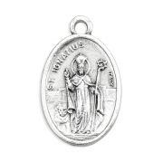 1" Oval Antiqued Silver Oxidized Saint Ignatius of Antioch Medal