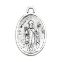 25pk - 1" Oval Oxidized Saint Ignatius of Antioch Medal  sold in inc of 25