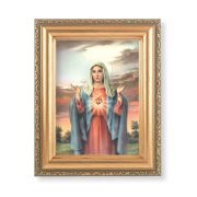 Simeone: Immaculate Heart of Mary Print in a 5 1/2" x 7" Antique Gold Frame