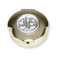 1 1/2" Diameter 1/2" Deep 24kt Gold Plated "IHS" Pyx. Holds Six to Nine Hosts