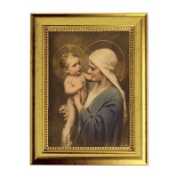 6 3/4" X 8 3/4" Gold Leaf Finish Frame with 5" X 7" Jesus and Mary Textured Art