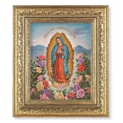 12 1/2" x 14 1/2" Ornate Gold Leaf Antique Frame with 8" x 10" Our Lady of Guadalupe Print